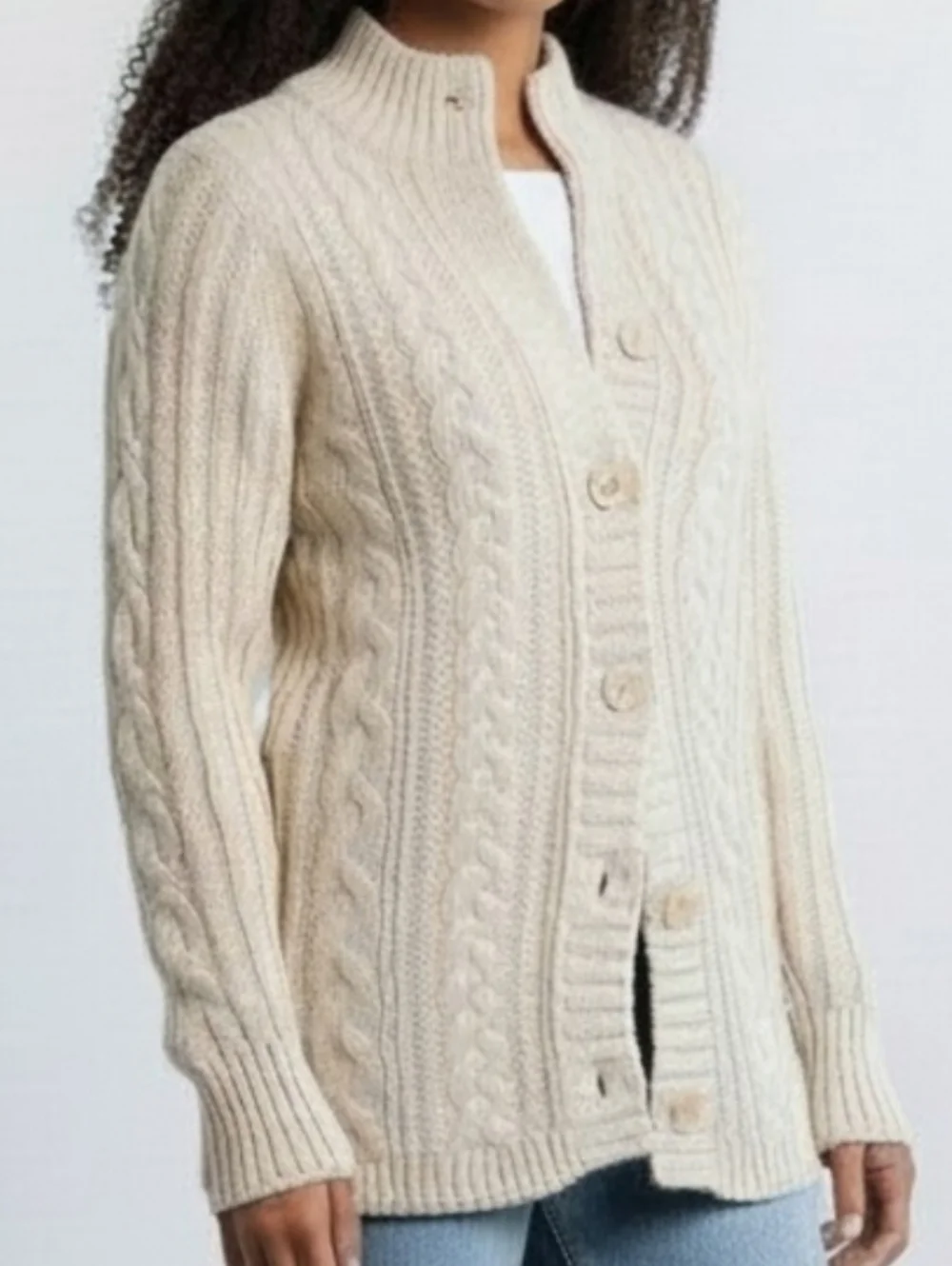 GAP Y2K Cream Cable Knit Cardigan Jacket M